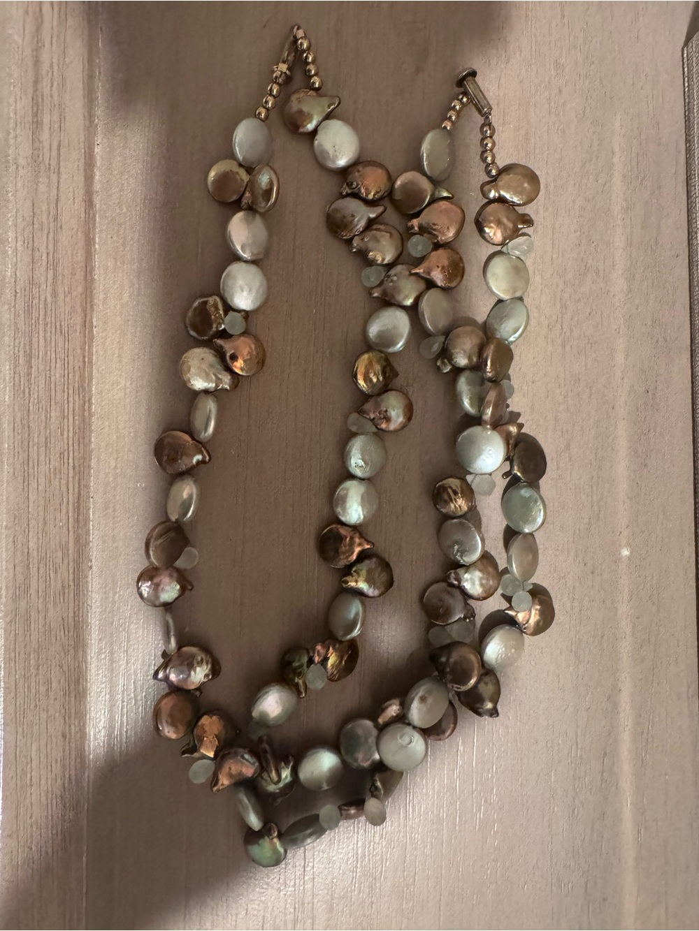 Aegean Treasures Freshwater Pearl Necklace & Earrings Set Bronze Champagne Ivory